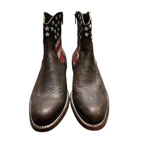 J B DillonWomen Size 10B Brown Flag Stars Stripes Boots